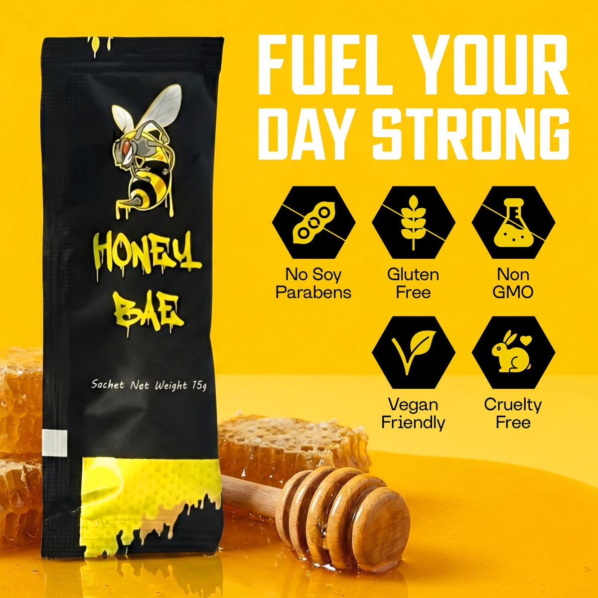 Honey Bae Natural Honey Sachets – Herbal Vitality & Energy for Men