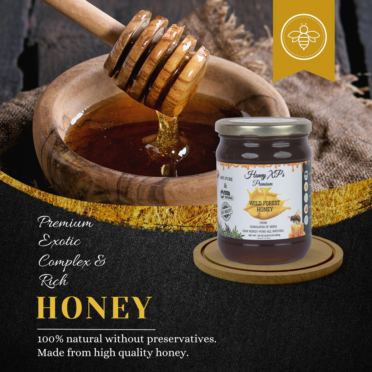Honey XP Raw Himalayan Wild Forest Honey – 680g Glass Jar | 100% Pure & Natural