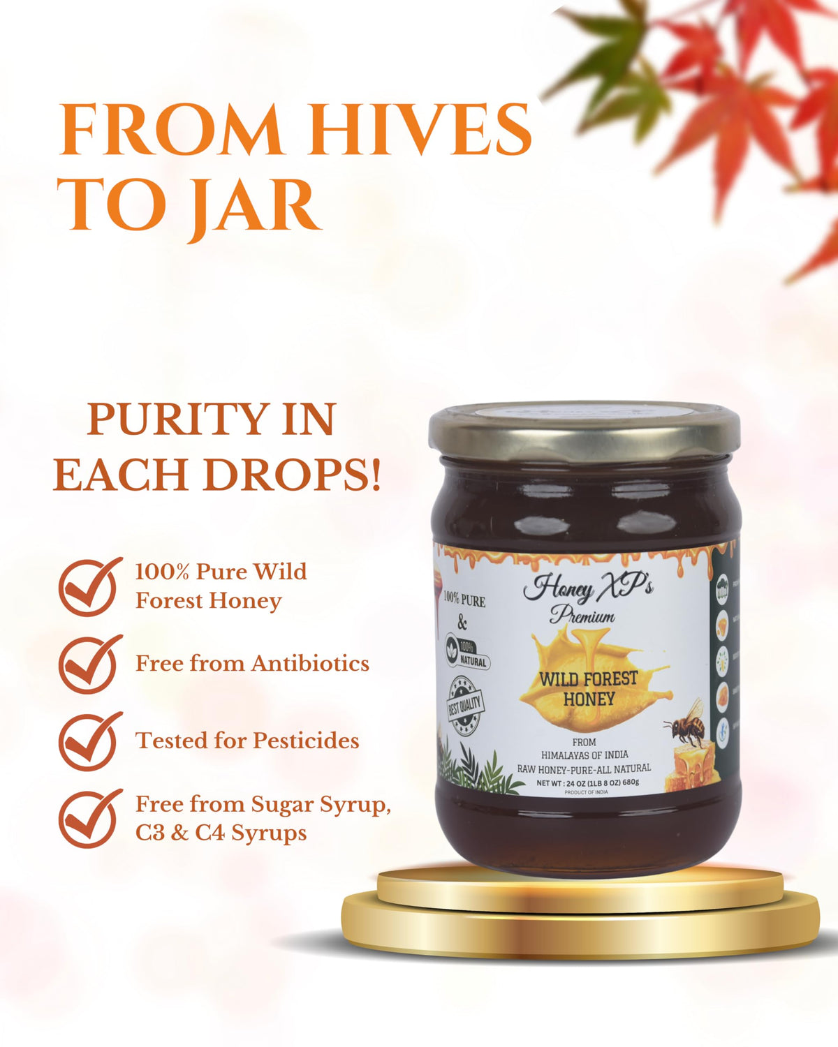 Honey XP Raw Himalayan Wild Forest Honey – 680g Glass Jar | 100% Pure & Natural