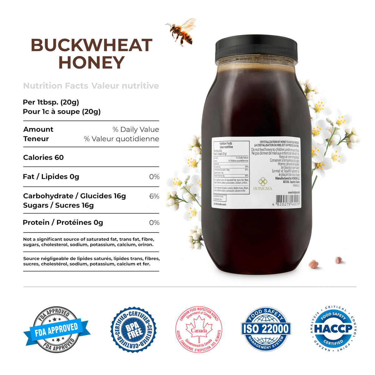 HONIGMA Marma Buckwheat Honey | 1000g Raw Ukrainian Buckwheat Honey