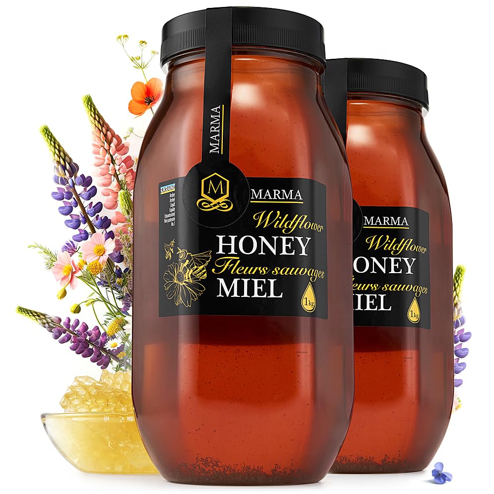 HONIGMA Marma Wildflower Honey – 2x1000g Raw Ukrainian, Unpasteurized