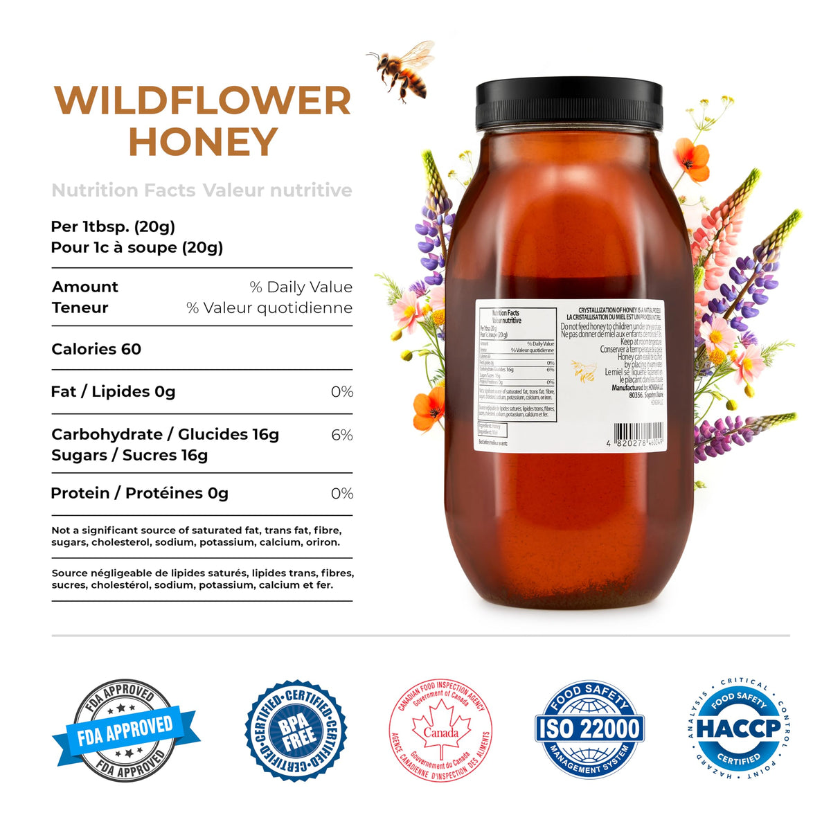 HONIGMA Marma Wildflower Honey – 2x1000g Raw Ukrainian, Unpasteurized