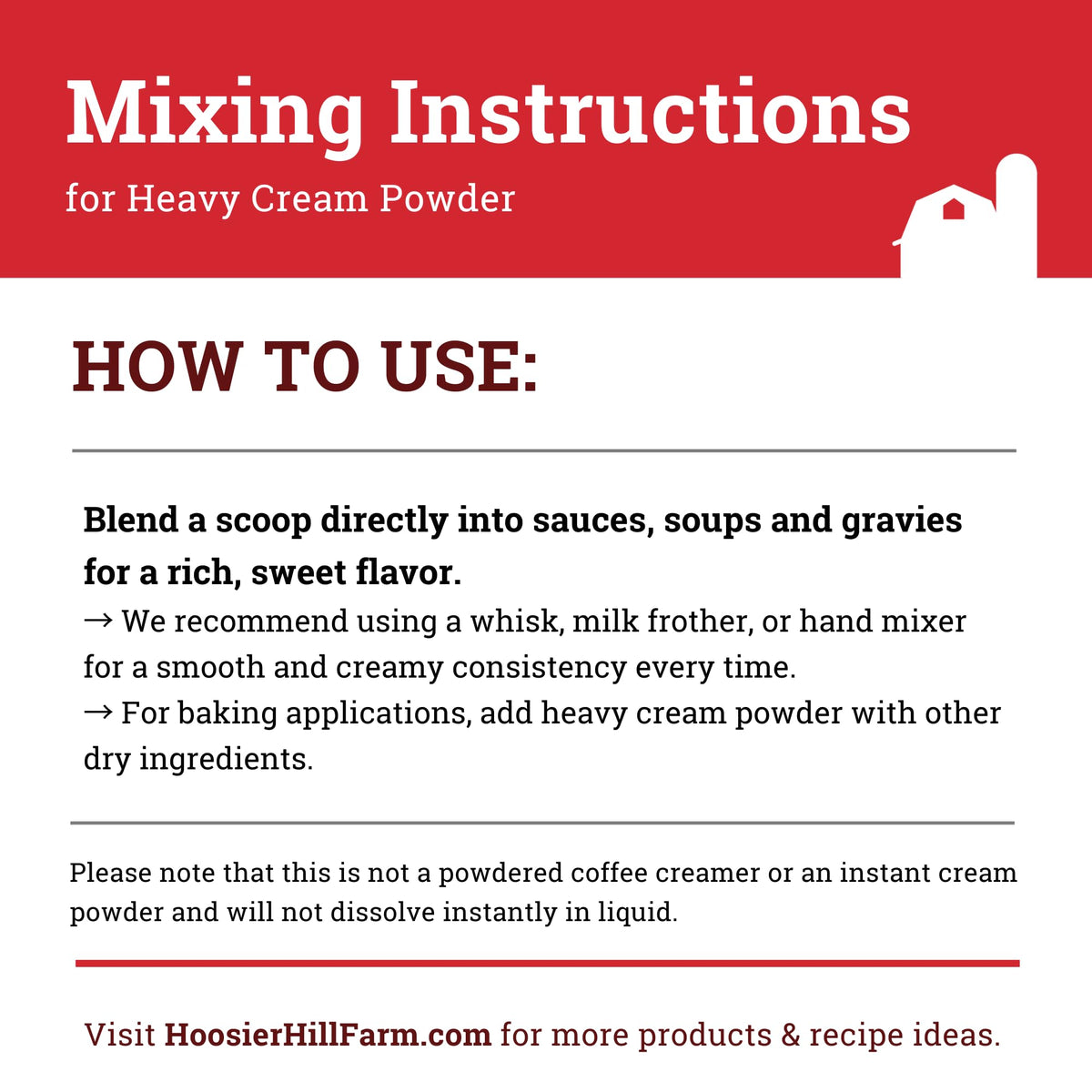 Hoosier Hill Farm Heavy Cream Powder, 2 lb – Real Dairy, Shelf-Stable Cream Powder for Sauces & Baking