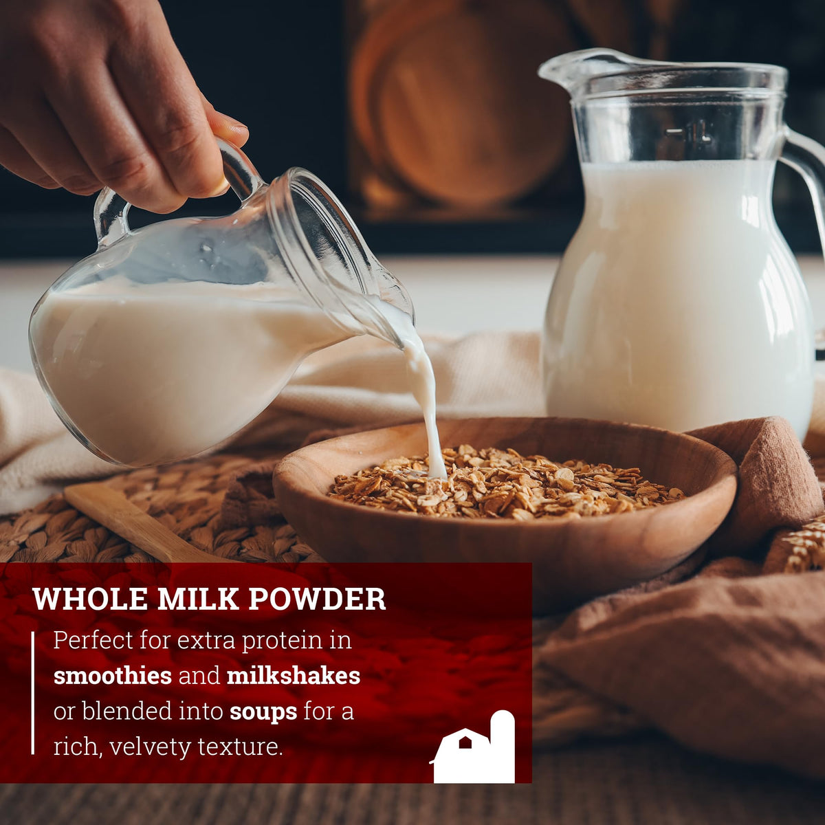 Hoosier Hill Farm Whole Milk Powder, 2LB – Hormone-Free Dairy Powder for Cooking & Baking
