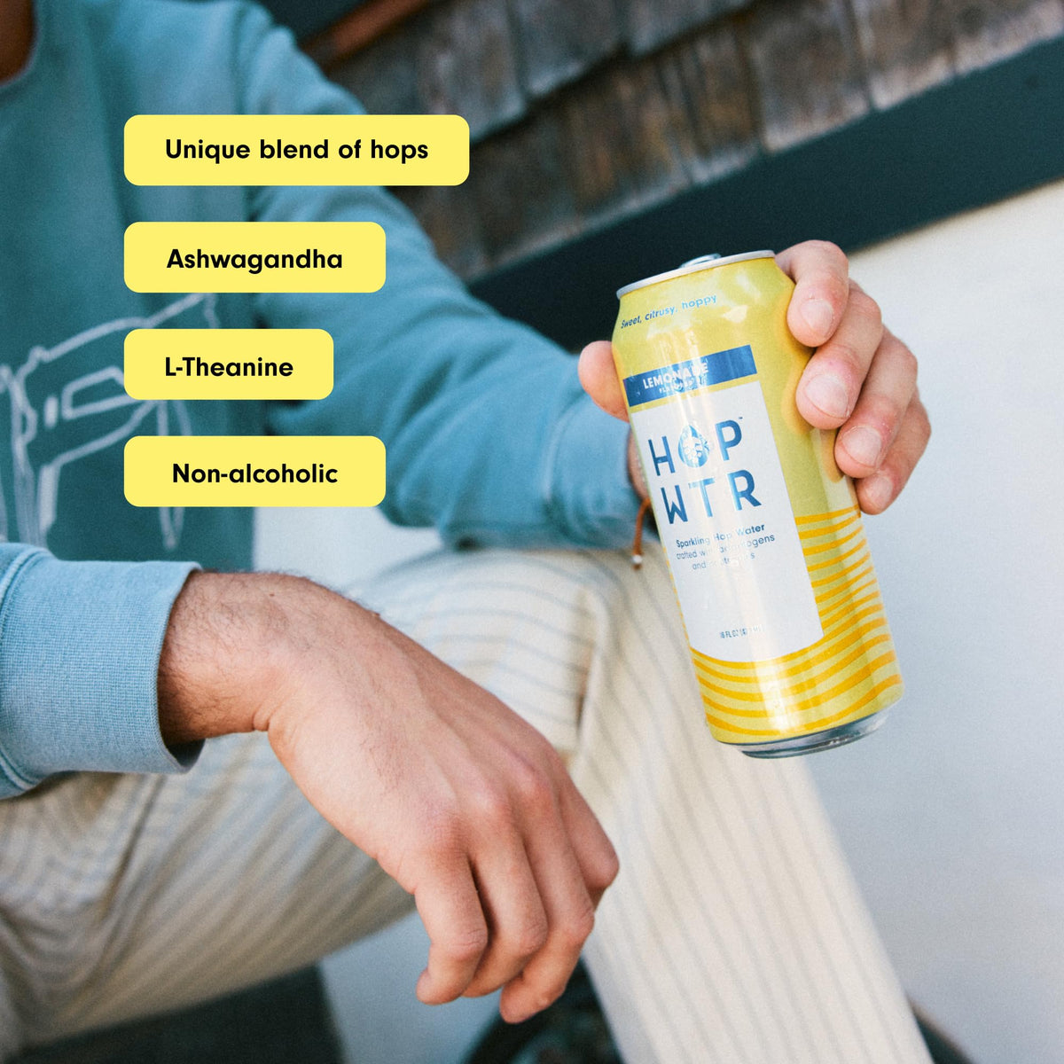 HOP WTR Lemonade Sparkling Hop Water – 12 Pack, Zero Calories, Low Carb