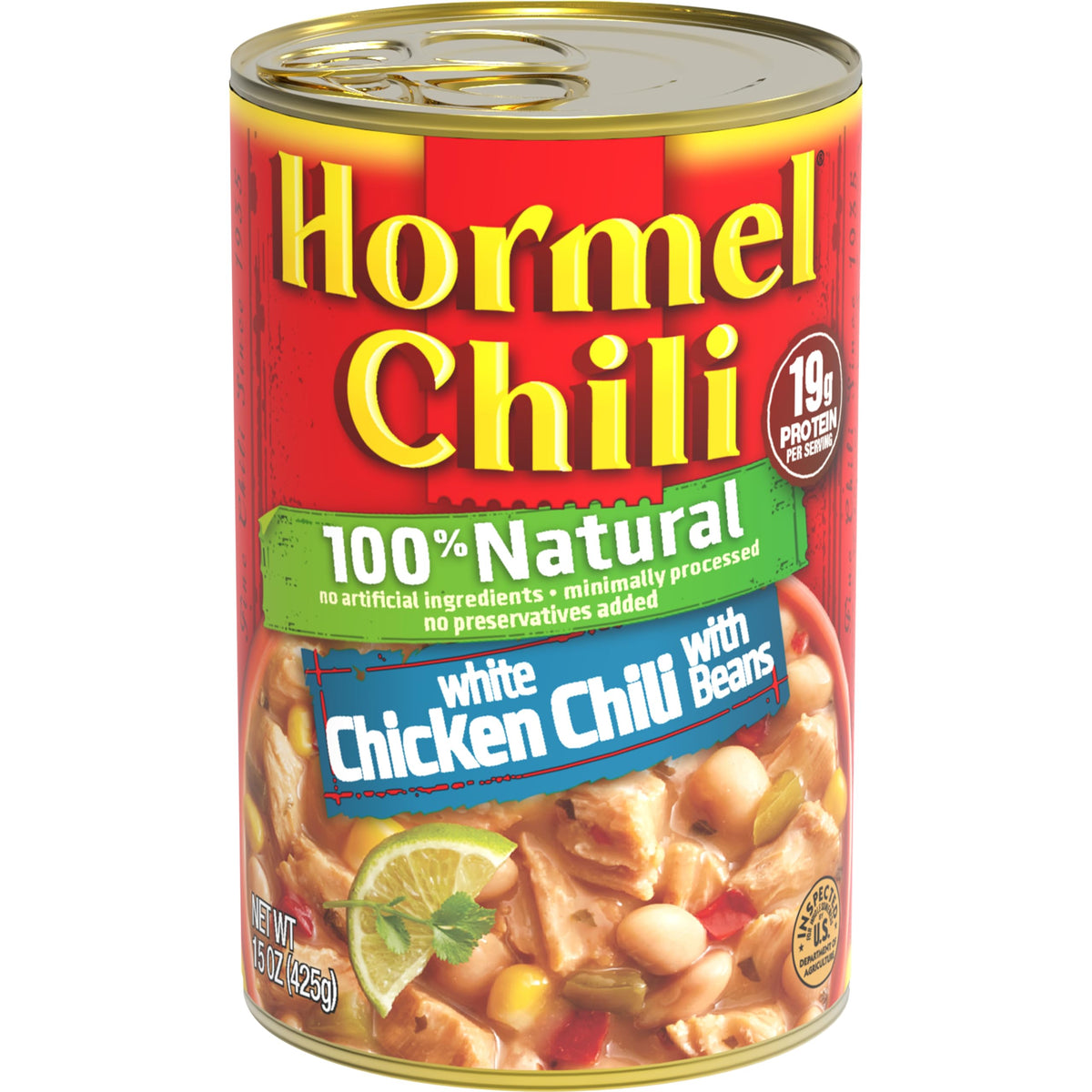 HORMEL Chili Natural White Chicken Chili with Beans – 12-Pack, 15 oz Cans, 19g Protein