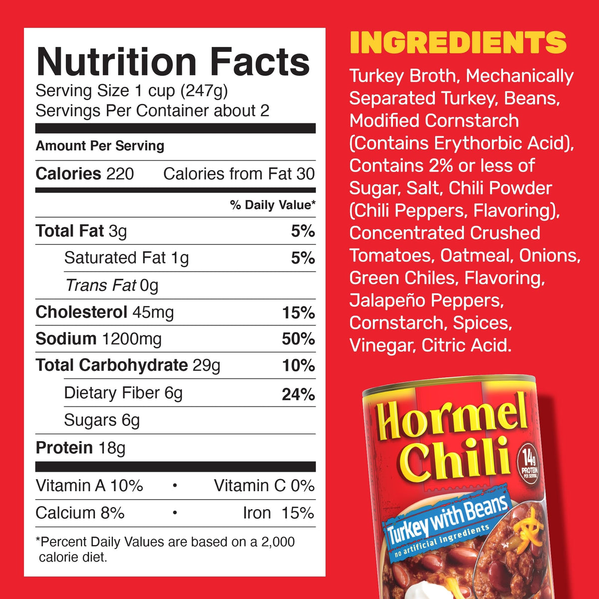 Hormel Chili Turkey with Beans, 15 oz (Pack of 12) | High-Protein Turkey Chili