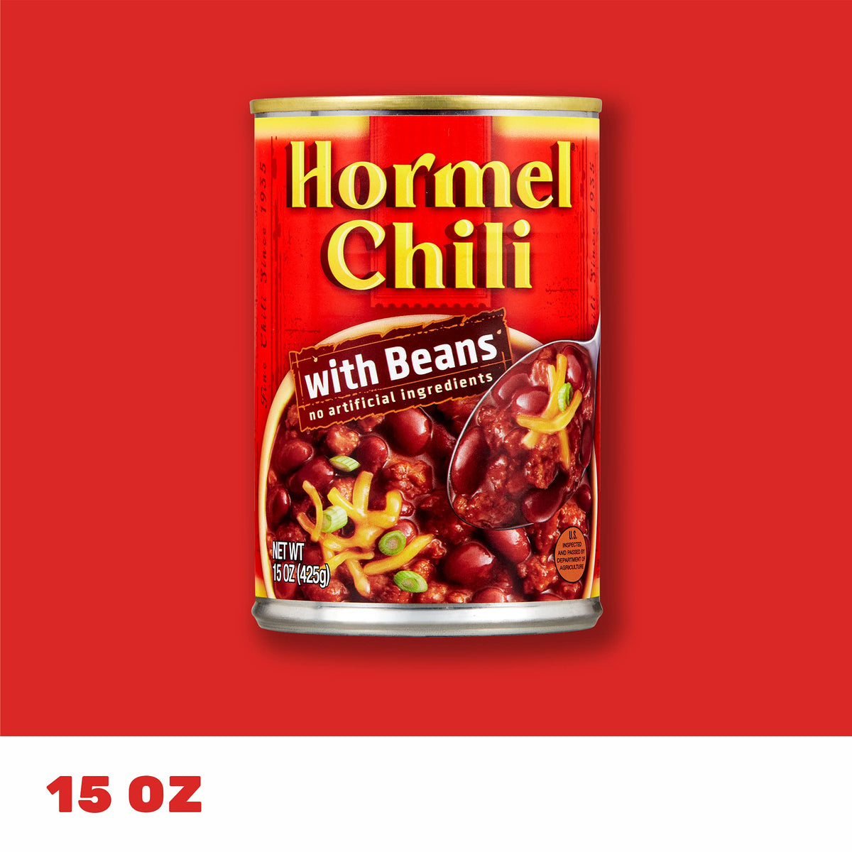Hormel Chili with Beans 15 oz Can (8 Pack) | Slow-Cooked, Gluten-Free Chili