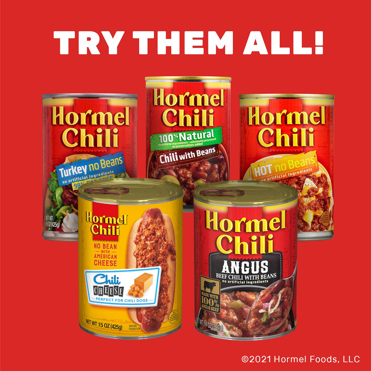 Hormel Chili with Beans 15 oz Can (8 Pack) | Slow-Cooked, Gluten-Free Chili