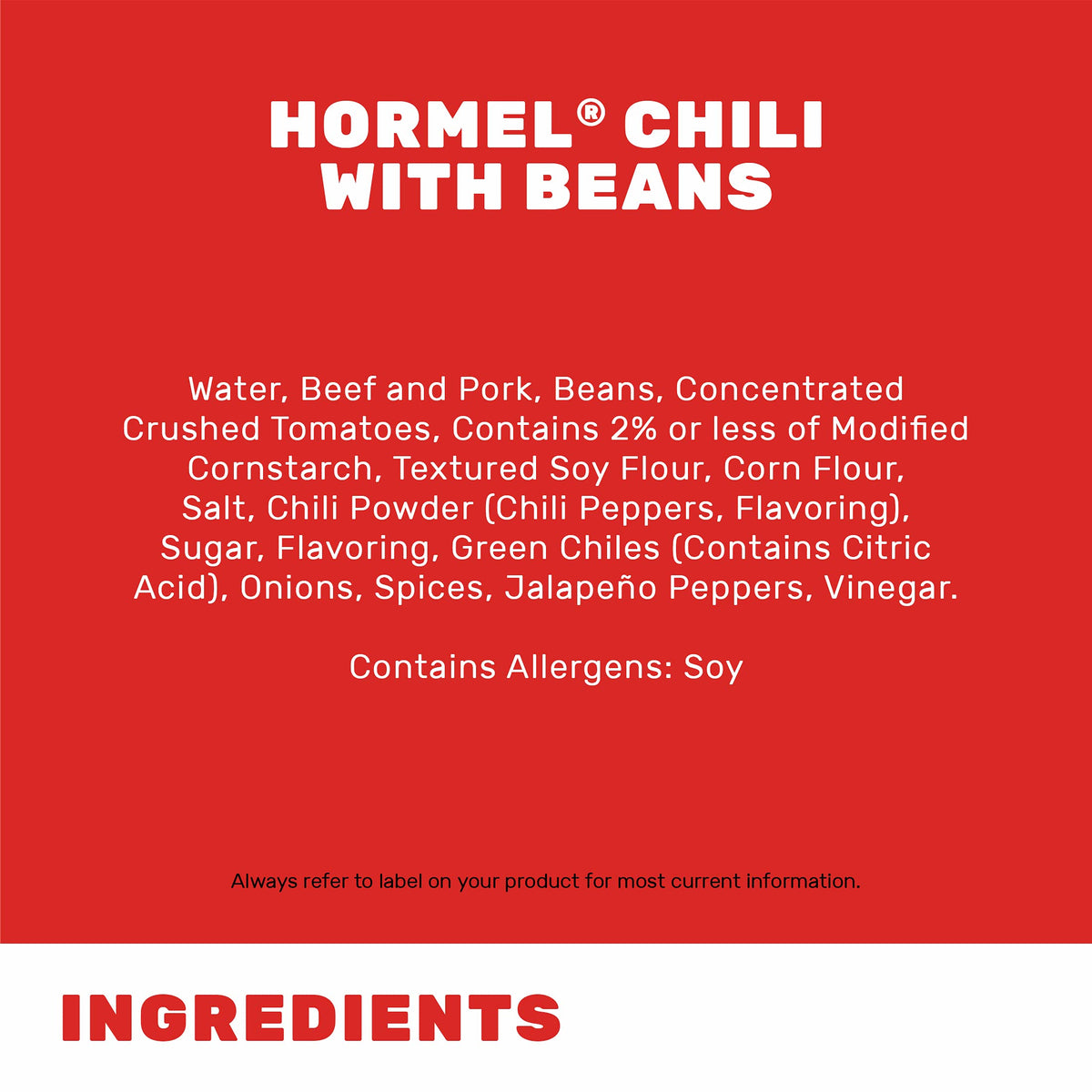 Hormel Chili with Beans 15 oz Can (8 Pack) | Slow-Cooked, Gluten-Free Chili
