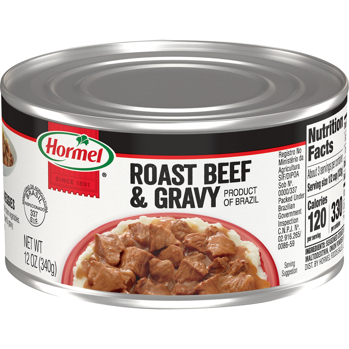 Hormel Roast Beef & Gravy – 12 oz Cans (Pack of 12) | Fully Cooked Beef in Rich Gravy