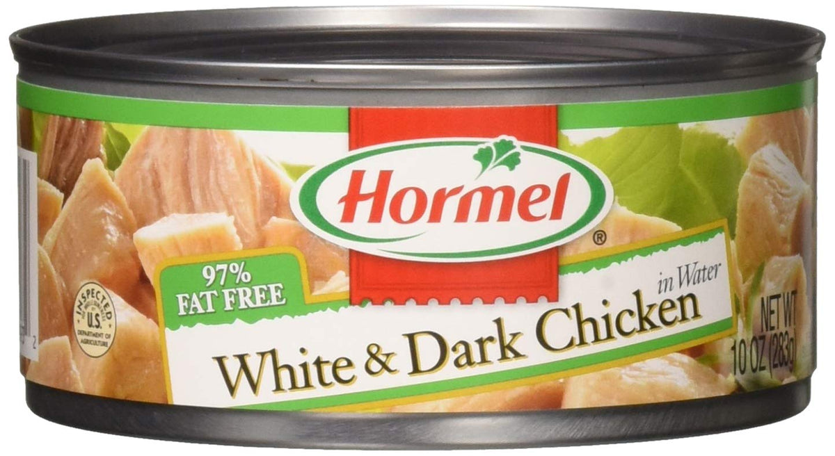 Hormel White & Dark Chicken in Water – 97% Fat Free, 50 Cal per Serving, 9g Protein | 10 oz Cans (Pack of 12)