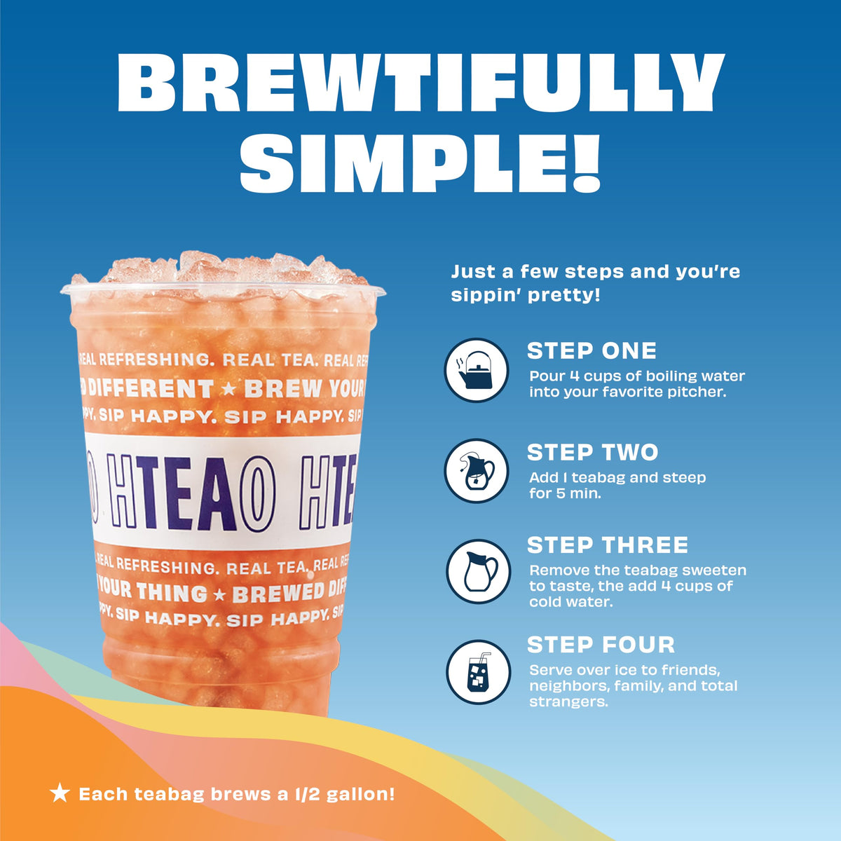HTEAO Georgia Peach & Hibiscus Black Tea Packets – 8 Gallons, 5-Minute Texas-Style Iced Tea