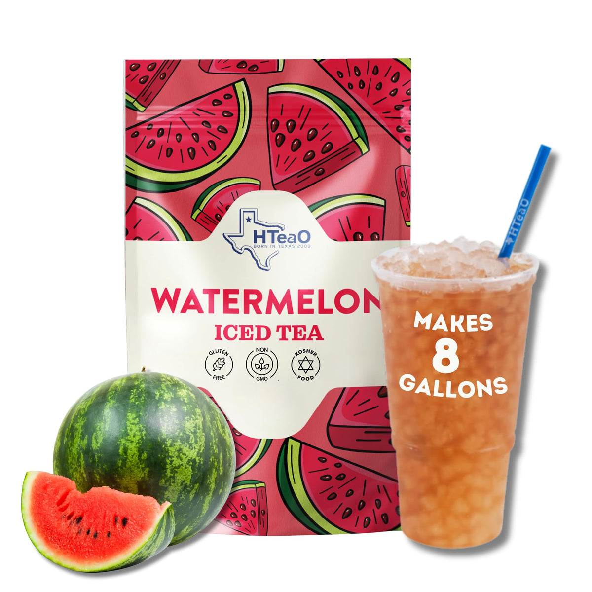 HTEAO Watermelon Black Tea Packets – Makes 8 Gallons in 5 Minutes | 16-Count Texas-Style Iced Tea