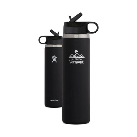 Hydro Flask 24oz Wide Mouth Vermont Engraved - Black