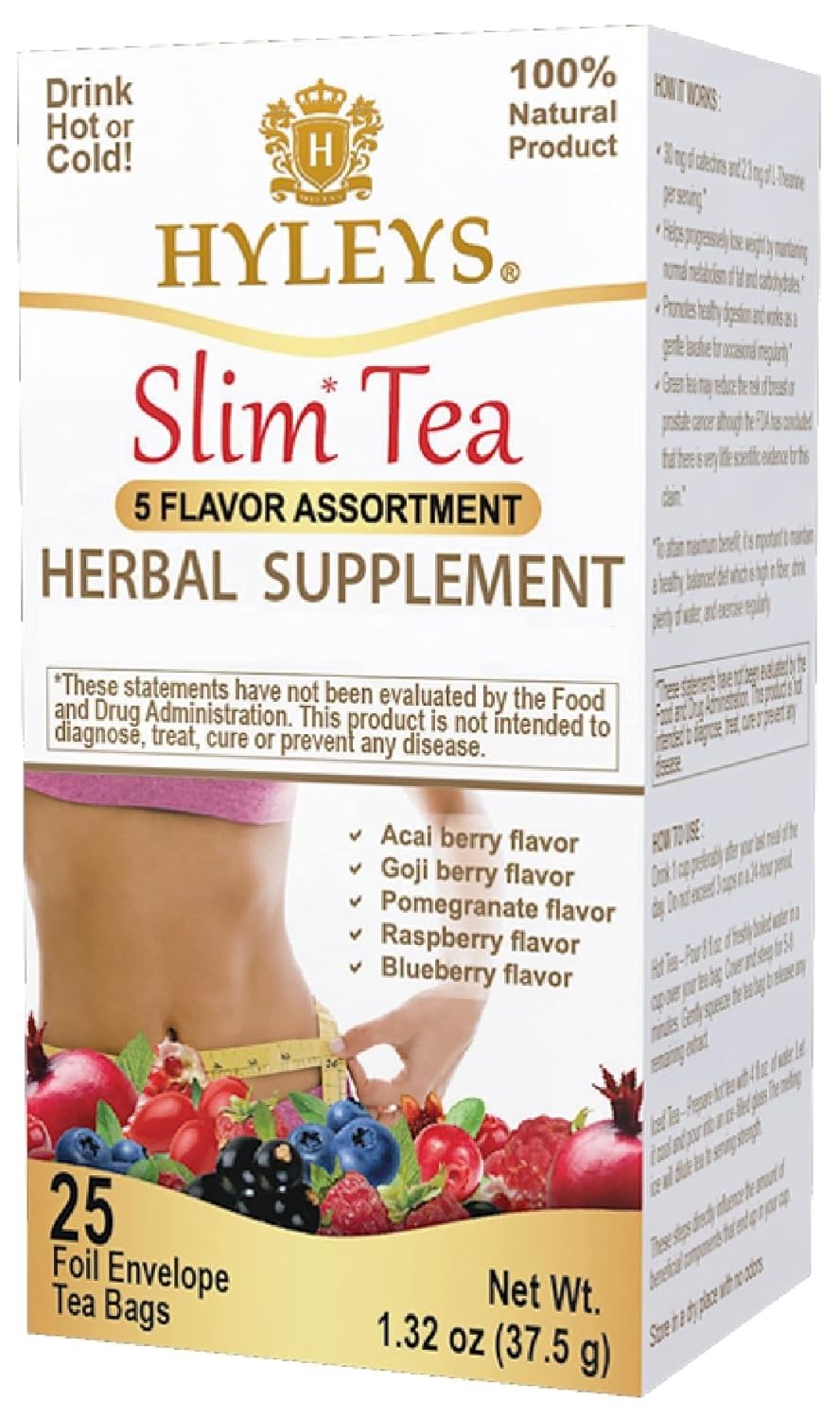 Hyleys Slim Tea 5 Flavor Assortment – Weight Loss Detox (25 Bags, 6 Pack)