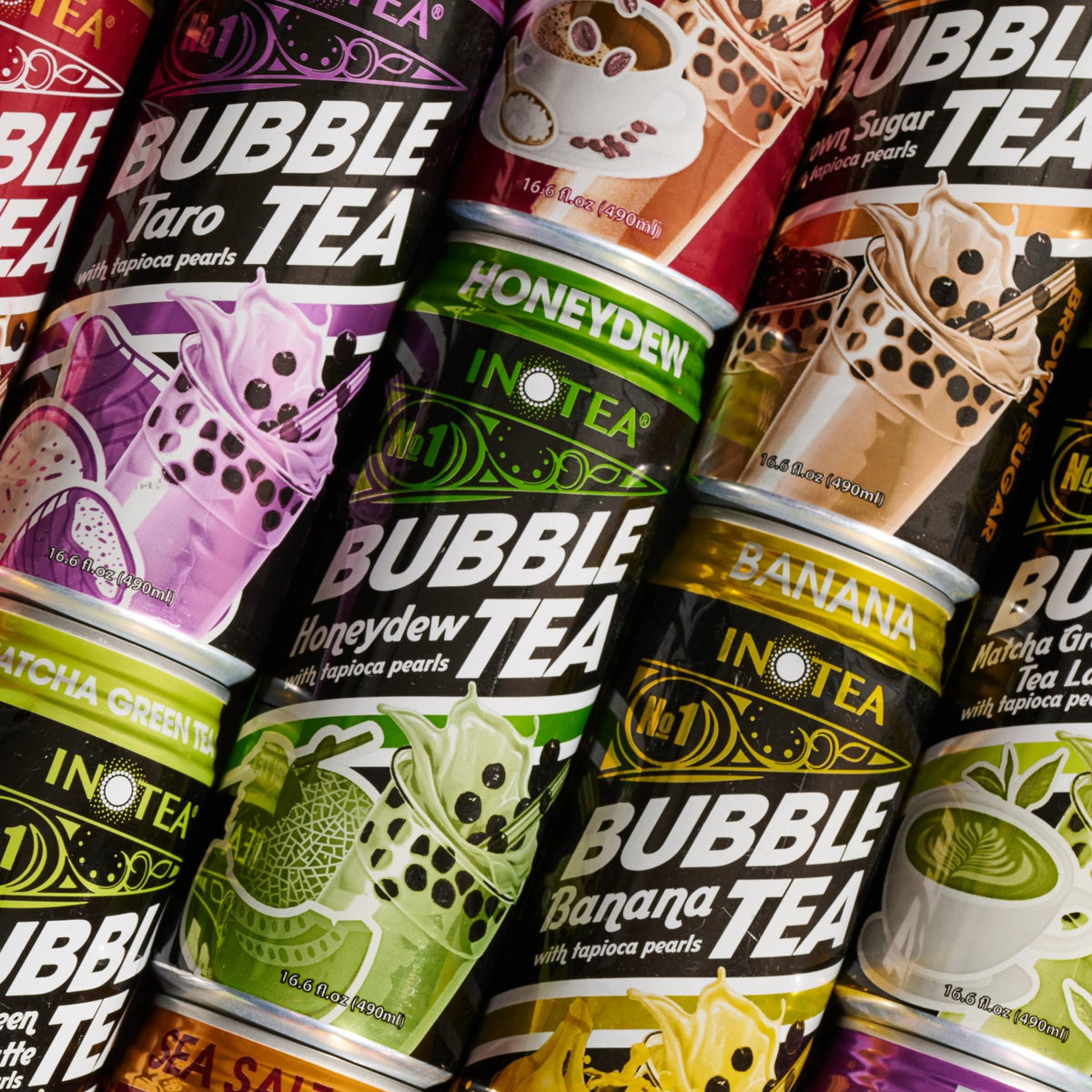 HYOJATEM INOTEA Bubble Tea Pack of 12 – 16.6oz Cans, Black Tea with Boba