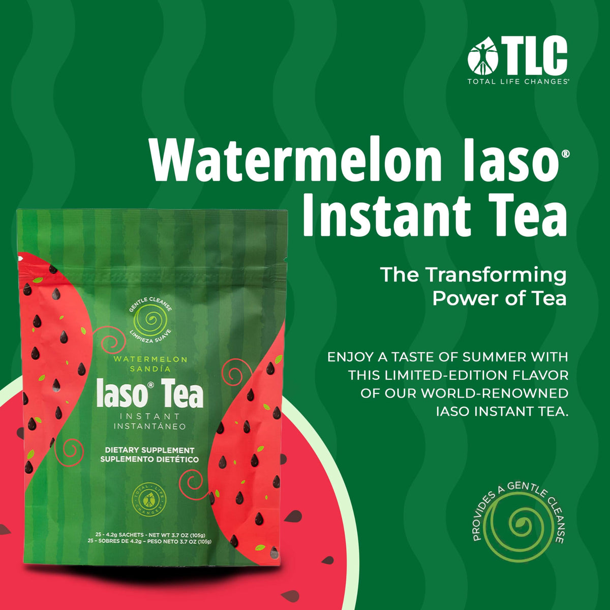 IASO Iaso Instant Tea (Watermelon) – Refreshing, On-the-Go Cleansing Tea for Daily Wellness | 25 Sachets