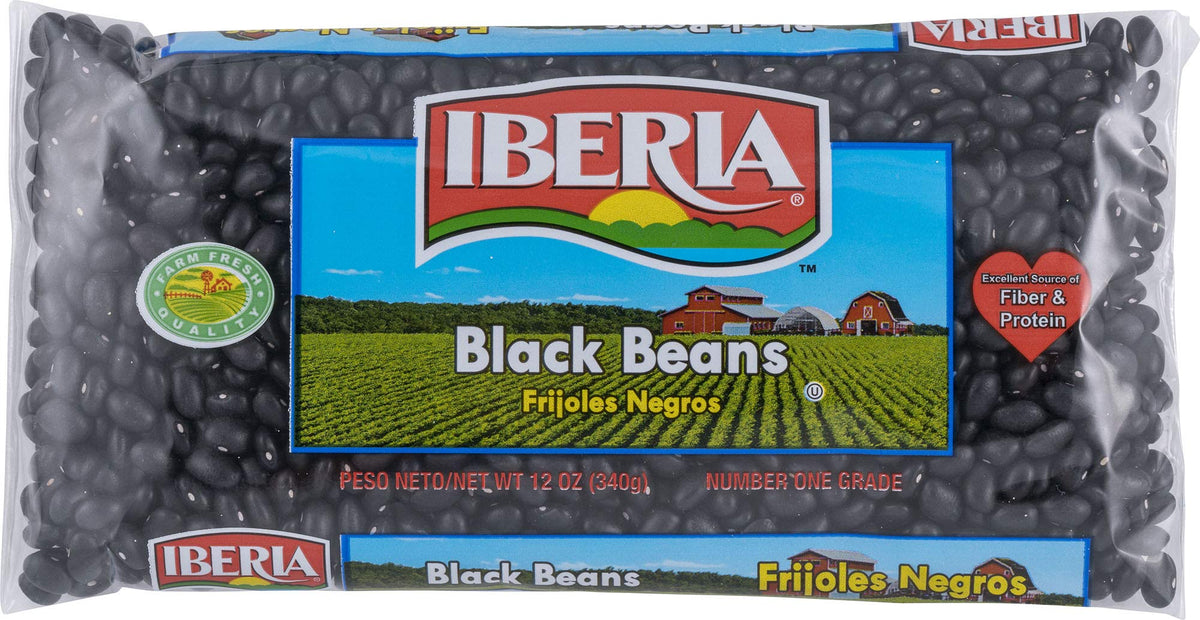 Iberia Black Beans - 12 oz Pack of 24 | Bulk Dry Beans, Fiber & Protein Source, Farm Fresh #1 Grade