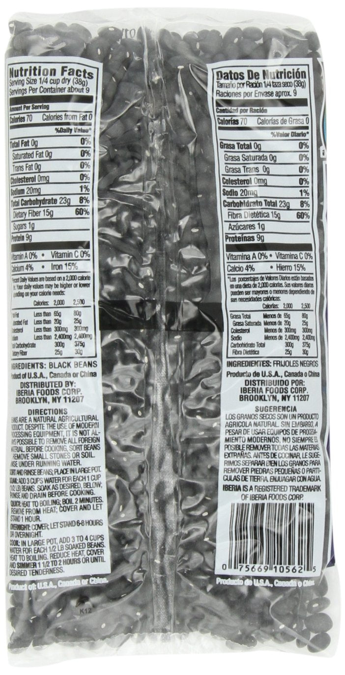 Iberia Black Beans - 12 oz Pack of 24 | Bulk Dry Beans, Fiber & Protein Source, Farm Fresh #1 Grade