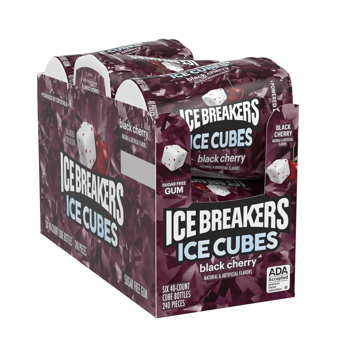 Ice Breakers Ice Cubes Black Cherry Sugar Free Gum Bottles – 6 Pack, 40 Pieces