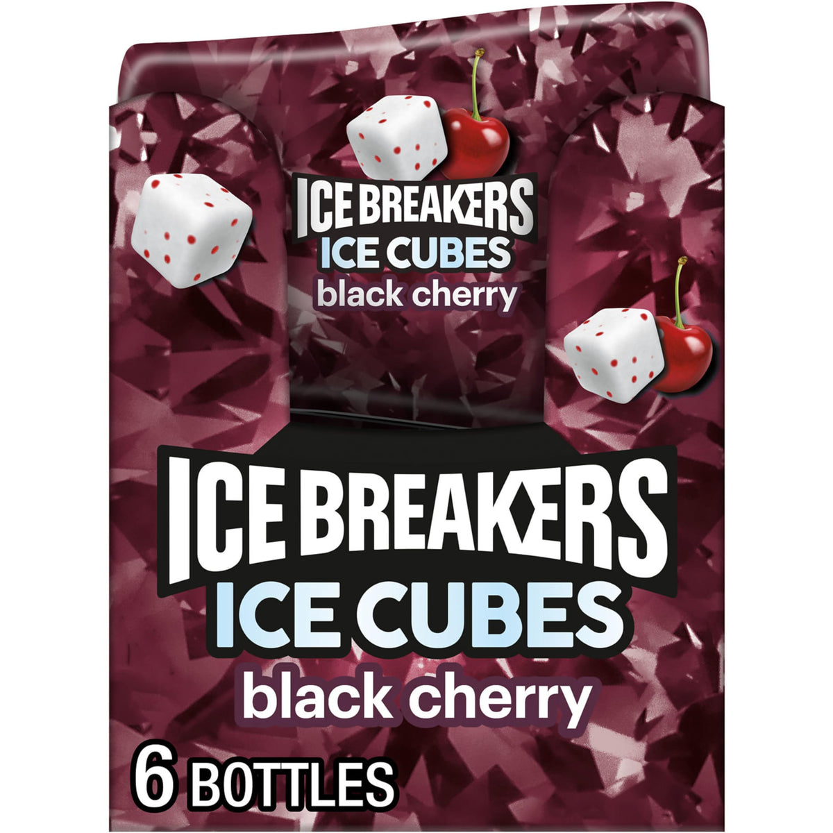 Ice Breakers Ice Cubes Black Cherry Sugar Free Gum Bottles – 6 Pack, 40 Pieces