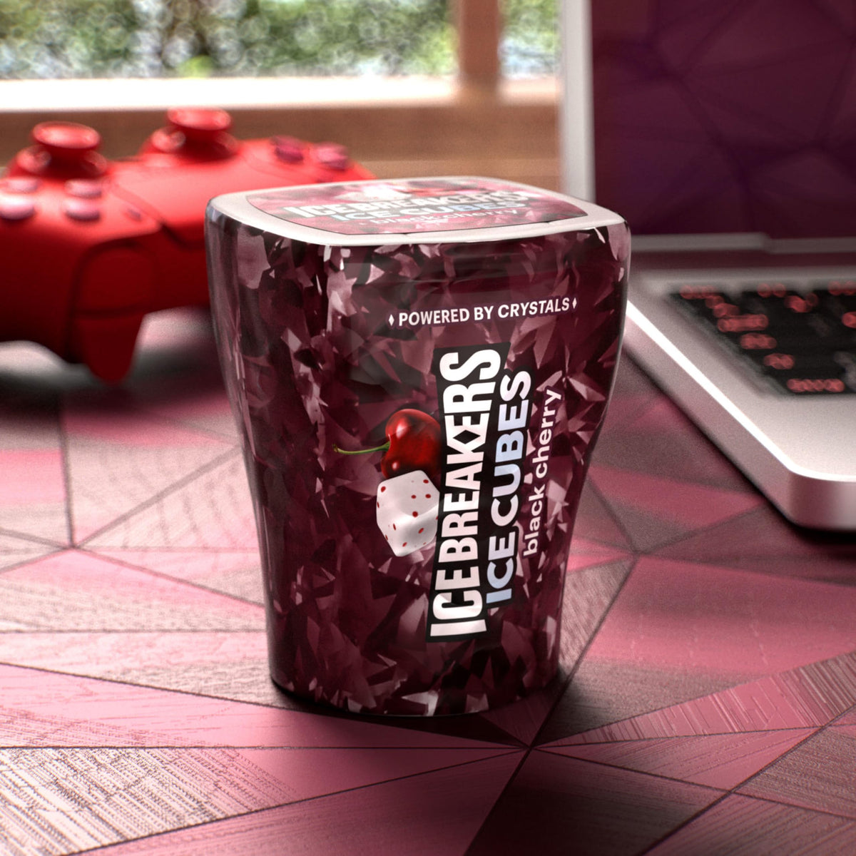 Ice Breakers Ice Cubes Black Cherry Sugar Free Gum Bottles – 6 Pack, 40 Pieces