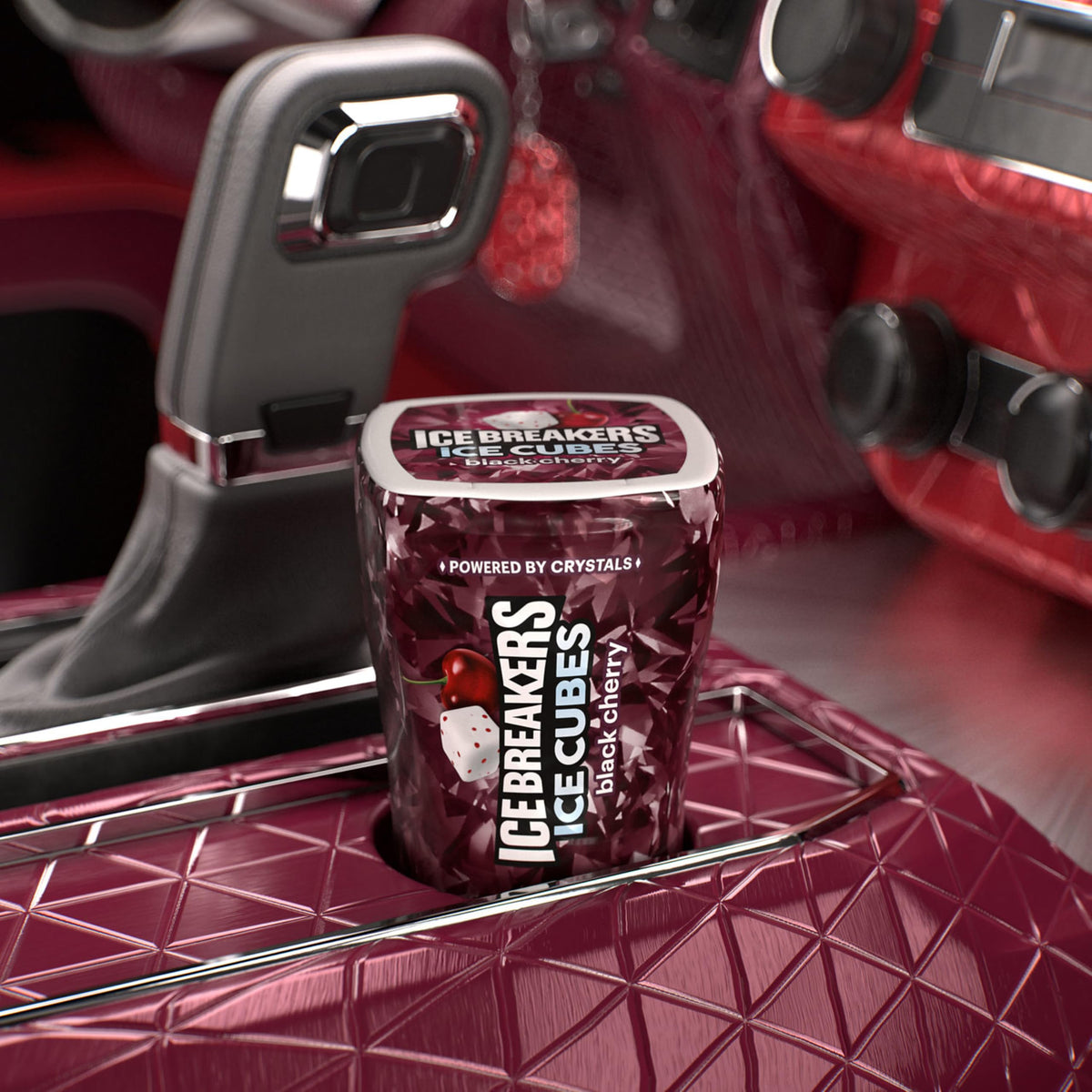 Ice Breakers Ice Cubes Black Cherry Sugar Free Gum Bottles – 6 Pack, 40 Pieces