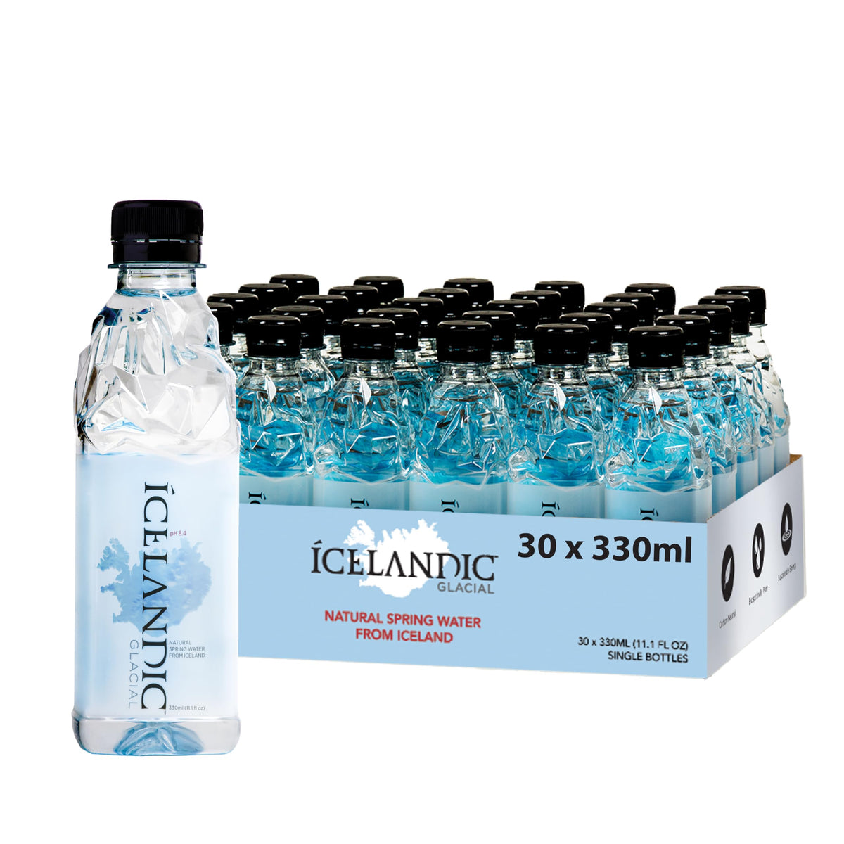 Icelandic Glacial Natural Spring Alkaline Water 330 mL – Pack of 30