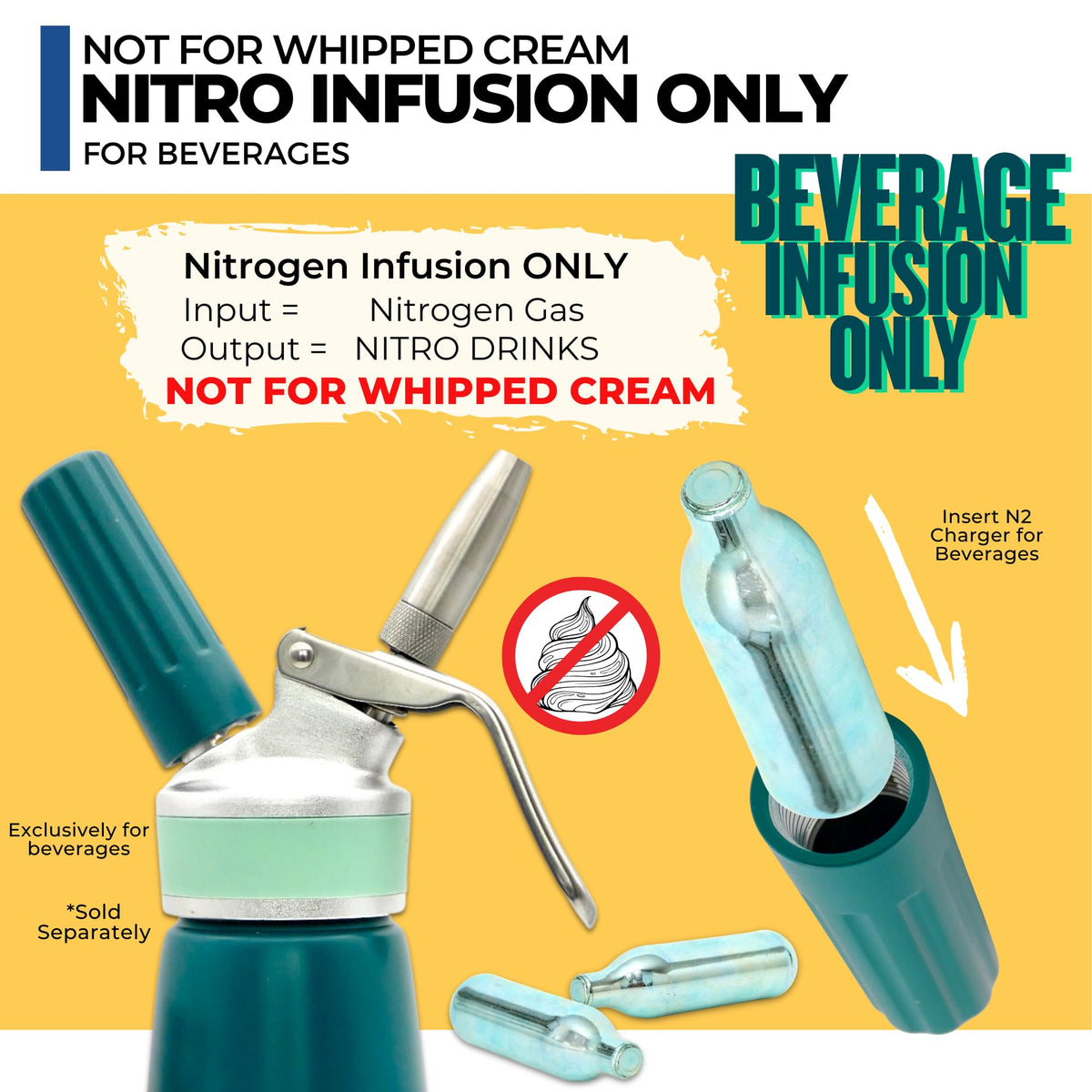 ICO 30-Pack N2 Nitrogen Cartridges for Nitro Cold Brew & Beer Infusion | 2g Pure, Non-Threaded Steel