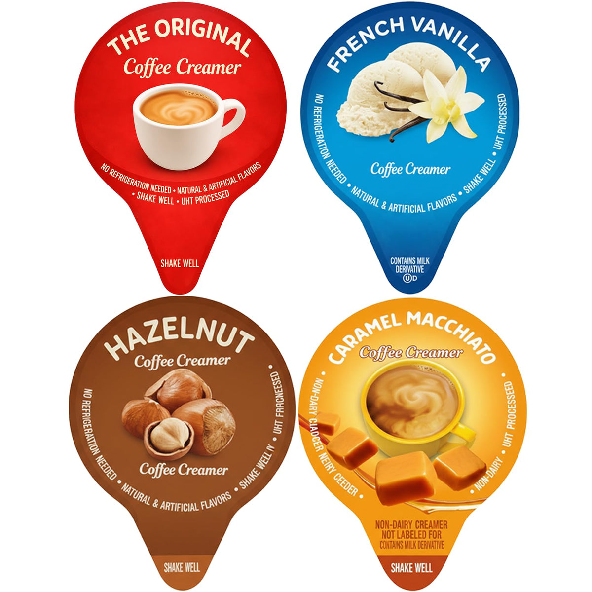 Idea Home Ultimate Coffee Creamer Variety Pack – 120 Single-Serve Creamers (4 Flavors) – No Refrigeration Needed