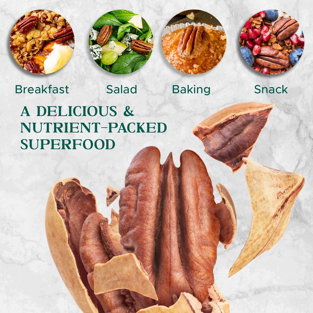 I'm A Nut Premium Raw Pecan Halves 44oz — American-Grown, Non-GMO, Gluten & Peanut Free, No Preservatives