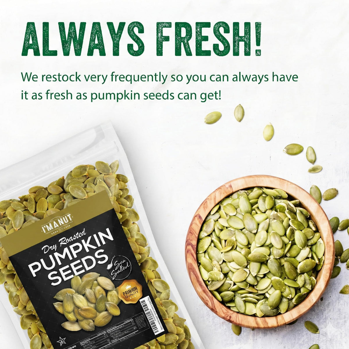 I'm A Nut Oven Toasted Pumpkin Seeds with Sea Salt (32 oz) – Gluten & Peanut Free