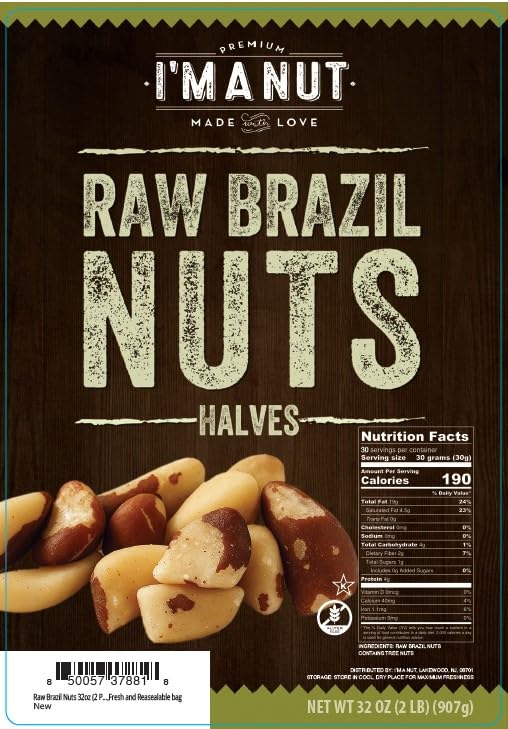 I'm A Nut Raw Broken Brazil Nuts, 2 lbs – Wild Harvested, High Selenium, Gluten Free, Non-GMO, Kosher