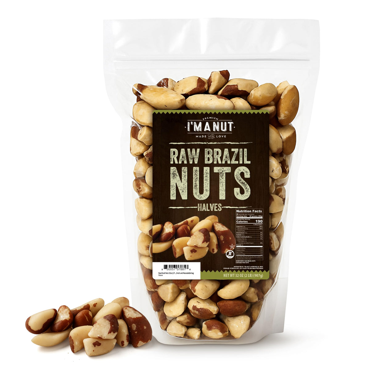 I'm A Nut Raw Broken Brazil Nuts, 2 lbs – Wild Harvested, High Selenium, Gluten Free, Non-GMO, Kosher