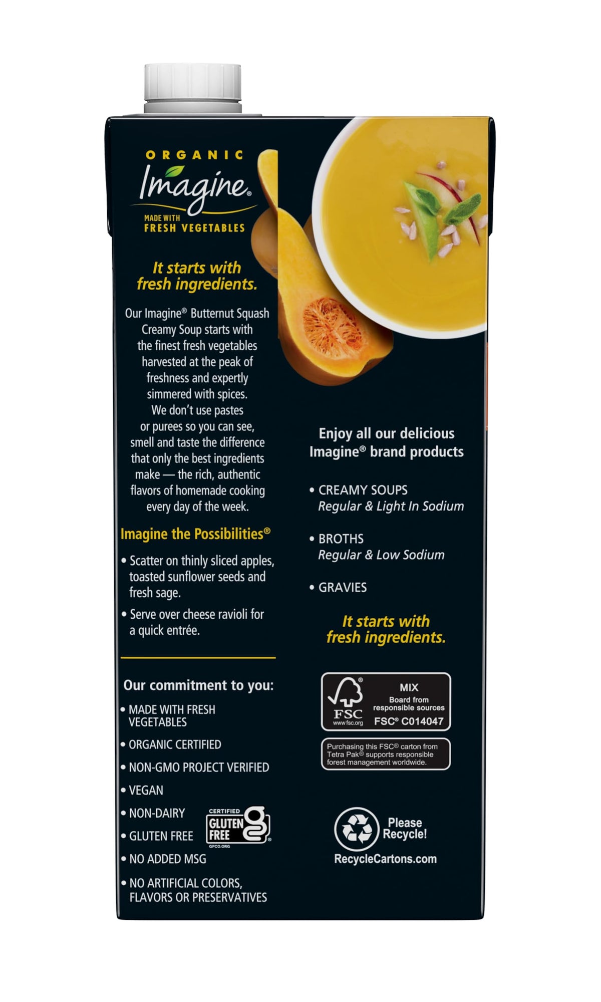 Imagine Organic Butternut Squash Creamy Soup – 32 oz (Pack of 6) | Dairy-Free, Gluten-Free, Vegan & Kosher