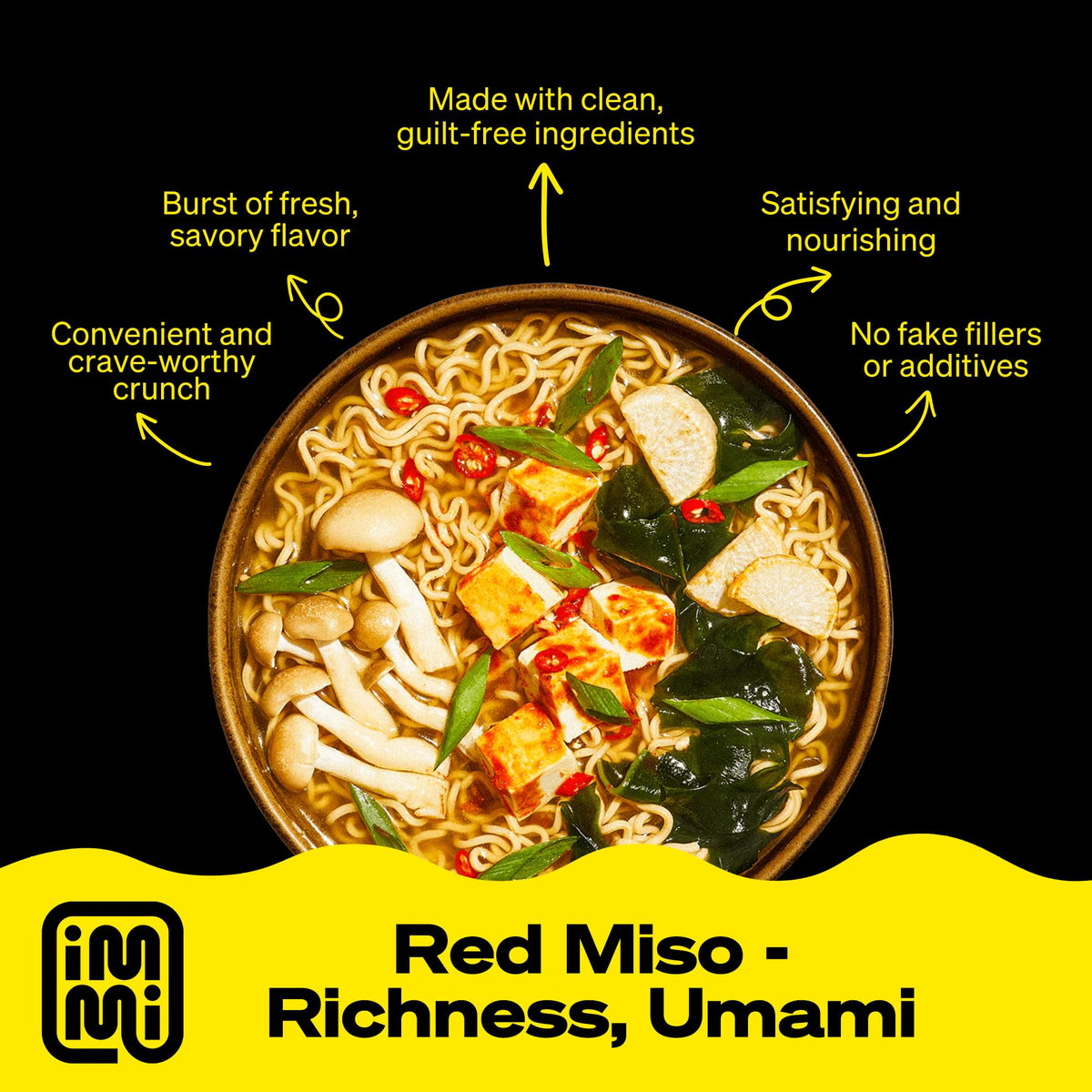 Immi Spicy Red Miso Ramen - Vegan, High Protein, Low Carb, 6-Pack