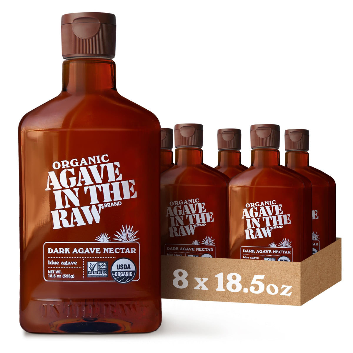 Agave In The Raw Organic Agave Nectar – No Erythritol, 18.5oz Bottle (8 Pack) – Vegan & Gluten-Free