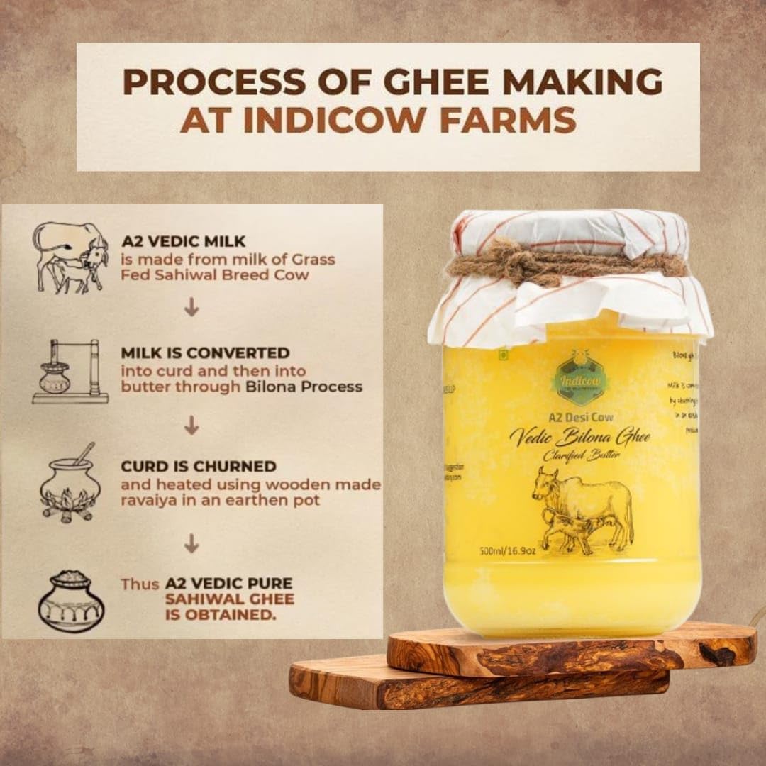 Indicow A2 Desi Sahiwal Ghee – Grass-Fed, Lab-Tested 1000ml