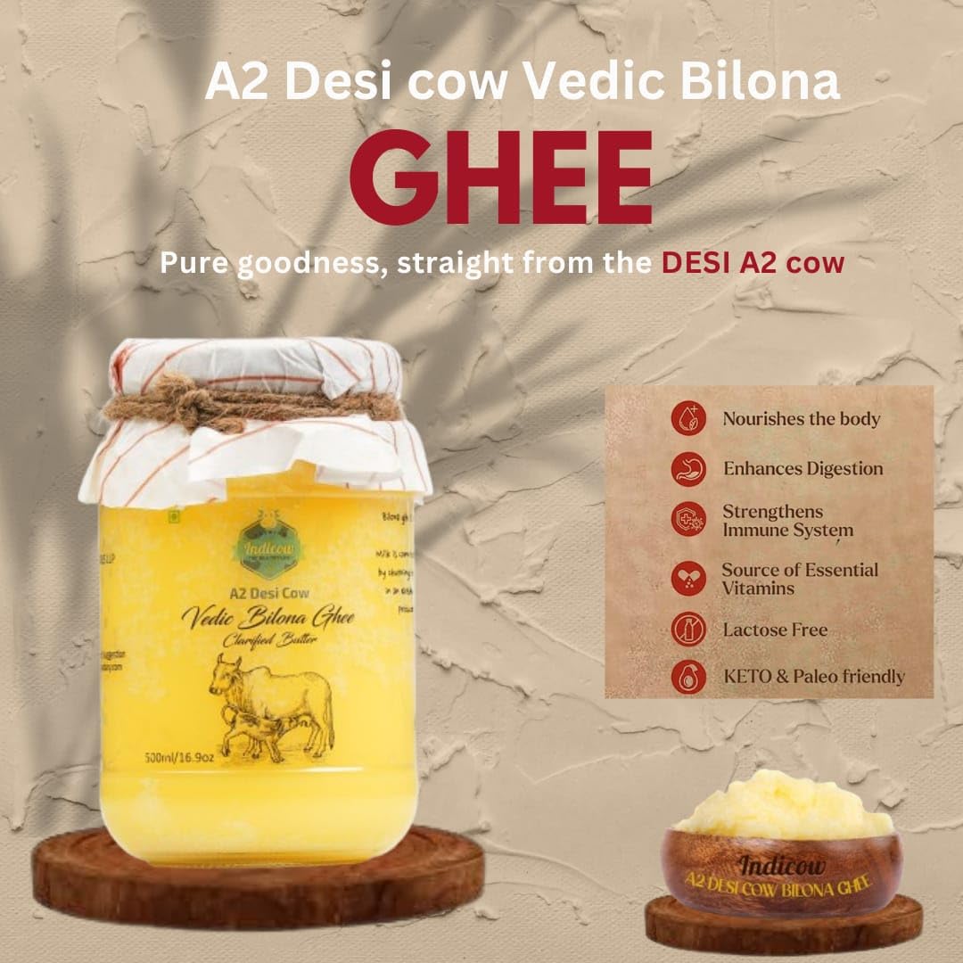 Indicow A2 Desi Sahiwal Ghee – Grass-Fed, Lab-Tested 1000ml