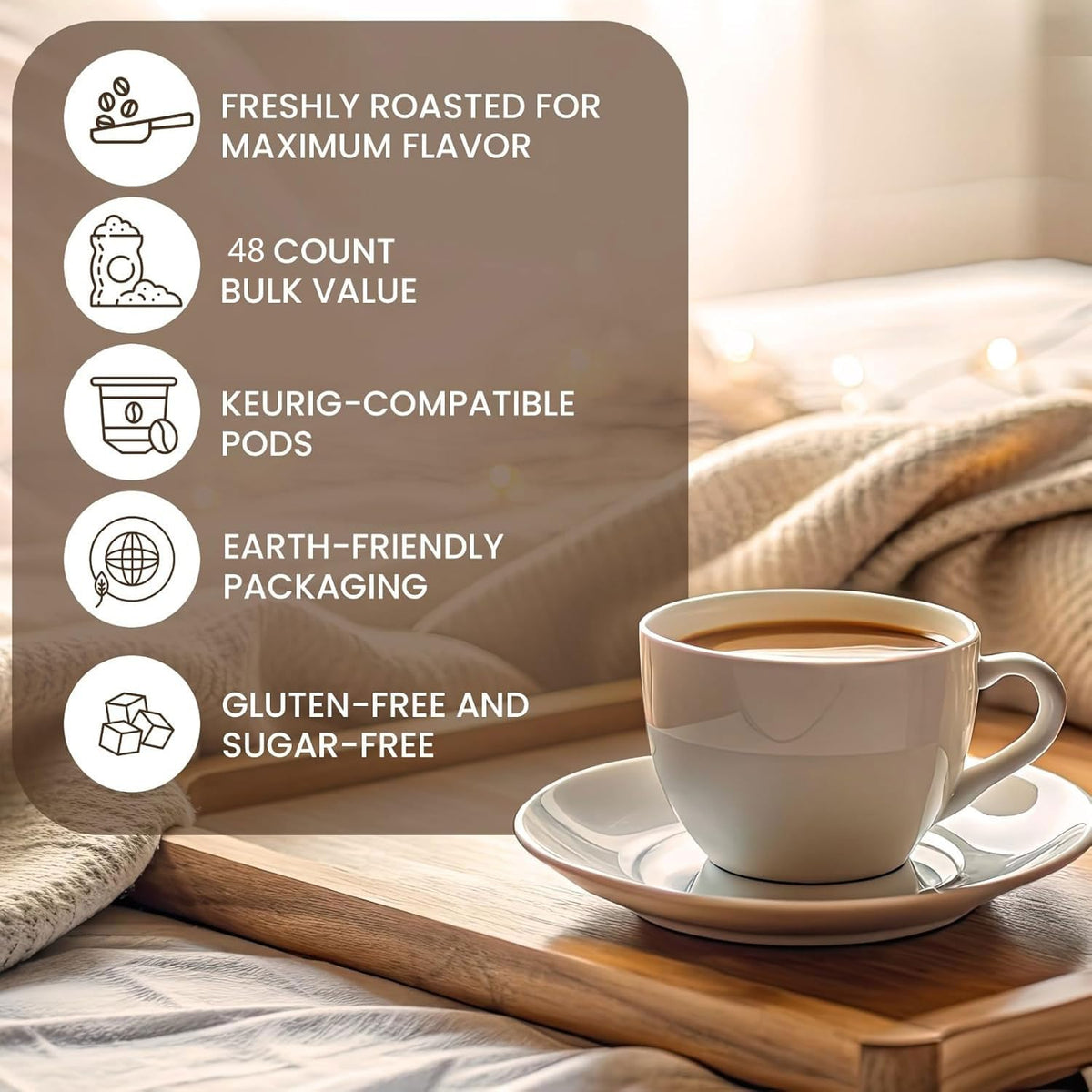 InfuSio Flavored Coffee Pods Variety Pack – 48 Cups, 12 Gourmet Medium Roast Dessert-Inspired Flavors, Keurig K-Cup 2.0 Compatible