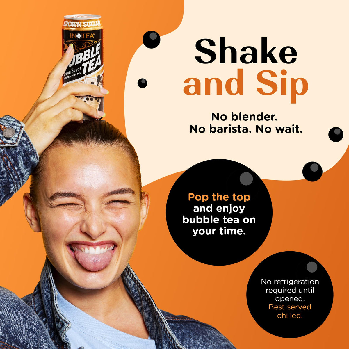 INOTEA Bubble Tea with Tapioca Pearls – Ready-to-Drink Brown Sugar Boba, 16.6 oz Cans (12-Pack)