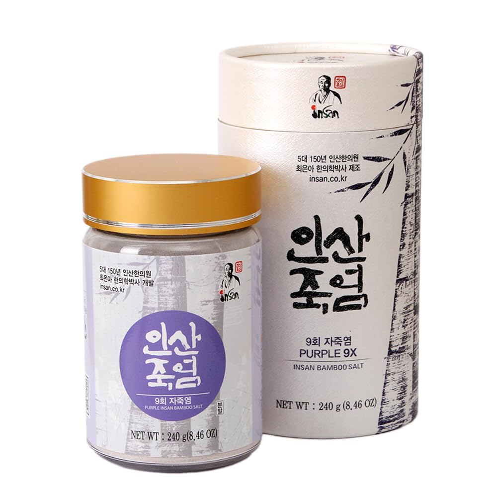 Insan 9X Roasted Bamboo Salt – Korean Alkaline Mineral Sea Salt (240g) for Cooking, Beauty & Skincare