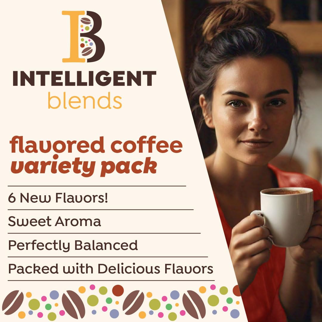 Intelligent Blends Flavored Coffee Pods Variety Pack – 80-Count, 6 Flavors, Keurig Compatible