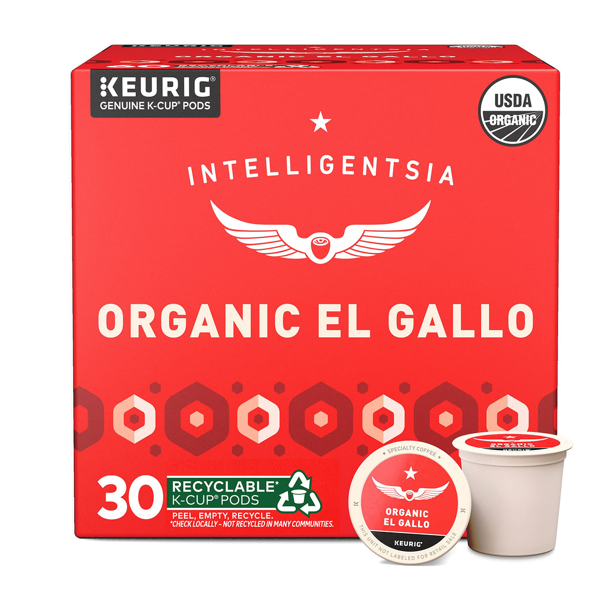 Intelligentsia El Gallo Organic Light Roast K-Cups — 3 Boxes of 10 | Milk Chocolate, Honey, Cola