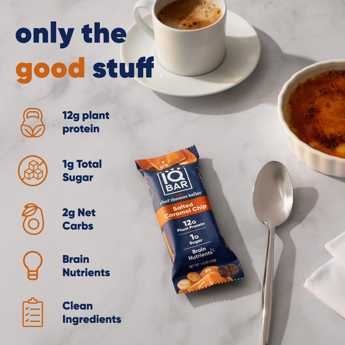 IQBAR Clean Plant Protein Bars - Salted Caramel Chip (12 Count) | Keto, Vegan, Gluten & Dairy Free