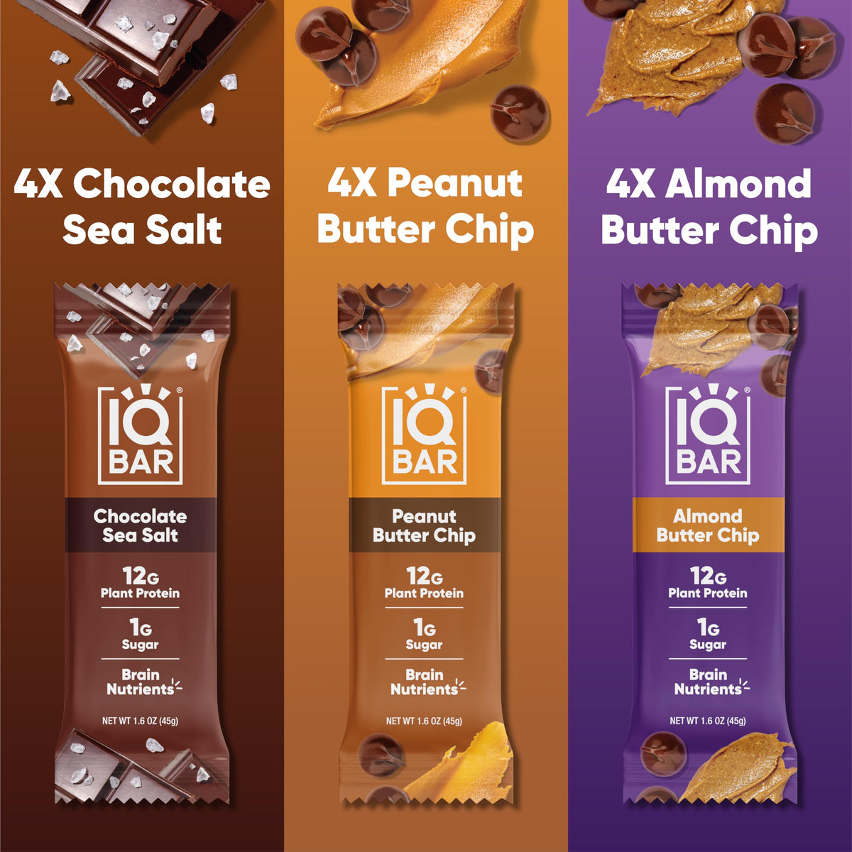 IQBAR Clean Plant Protein Bars – Chocolate Lovers Variety (12 Count) | Keto, Vegan, Gluten & Dairy Free