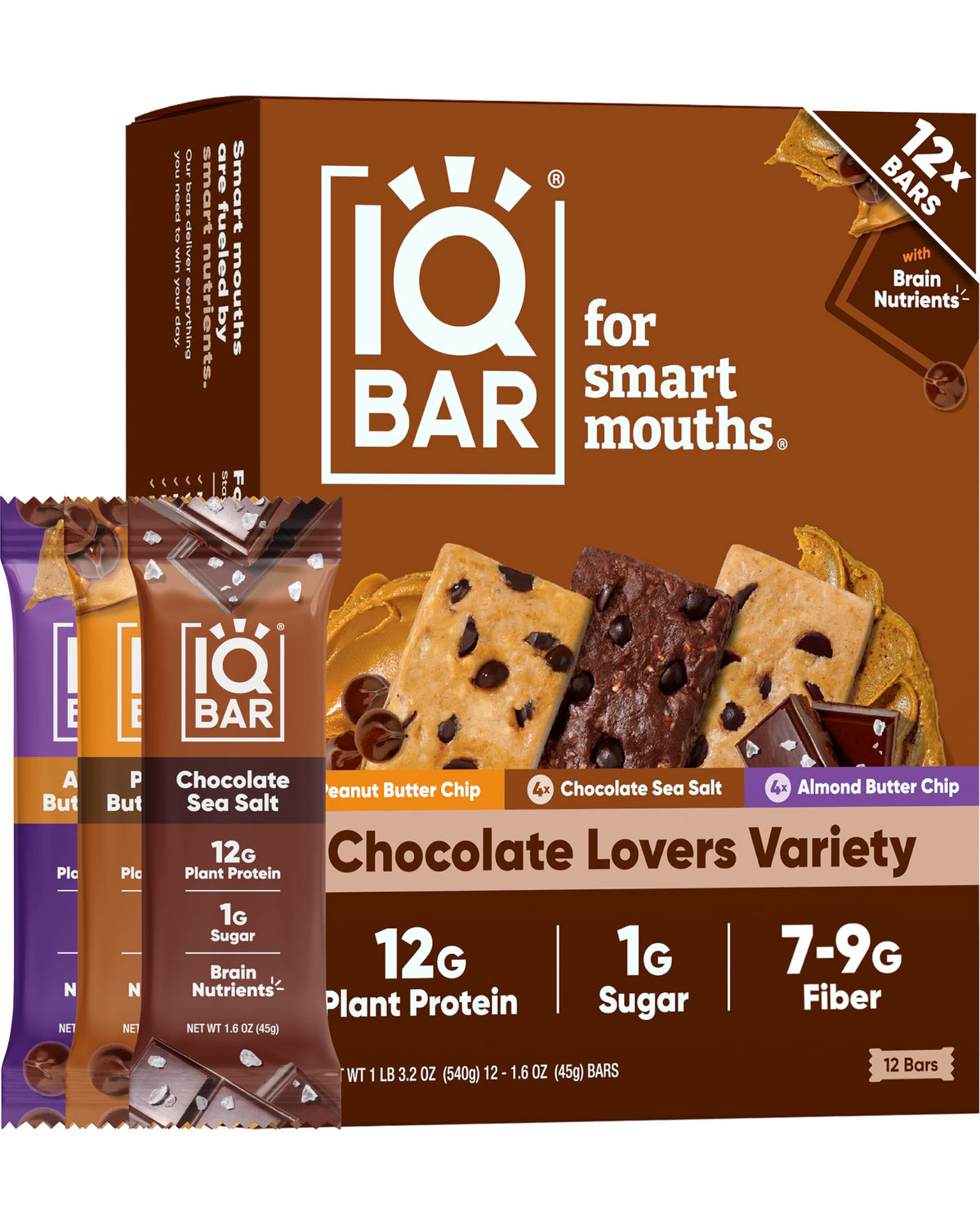 IQBAR Clean Plant Protein Bars – Chocolate Lovers Variety (12 Count) | Keto, Vegan, Gluten & Dairy Free