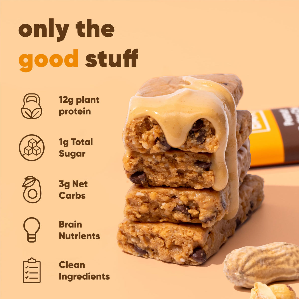 IQBAR Clean Plant Protein Bars: Peanut Butter Chip - Keto & Vegan