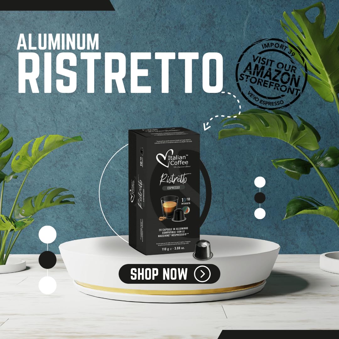 100 Italian Espresso Capsules for Original Line Nespresso – Aluminum Ristretto (Pack of 100)